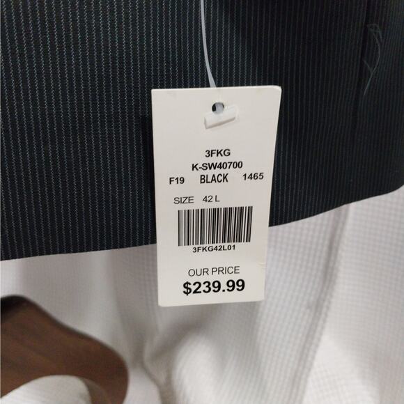 NWT@$239! BOCCACIO UOMO! BLACK W/FINE GRAY PINSTRIPES BLAZER, JACKET! SZ 42R - Picture 8 of 13